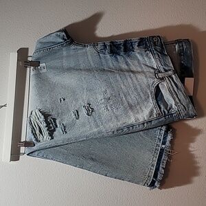 Old Navy Light Blue High-Rise Slouchy Straight Crop Blue Jeans